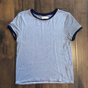 Navy and white striped shirt